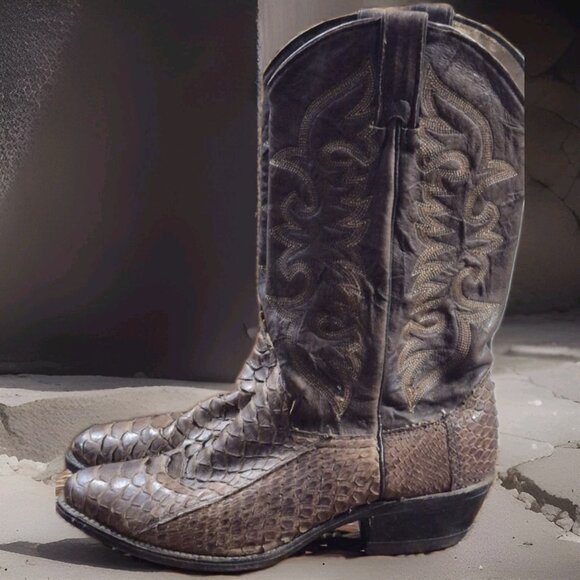 Abilene Men\'s Cowboy Vision Western Brown  MADE IN USA LEATHER Size 9